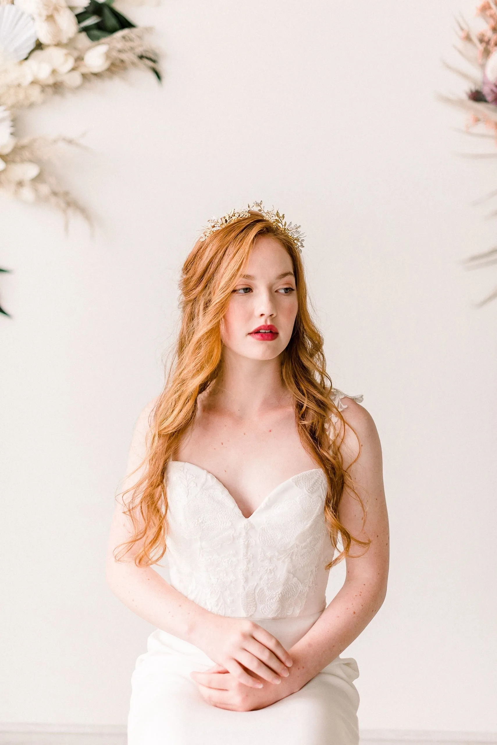 Gold woodland wedding crown - style 4010