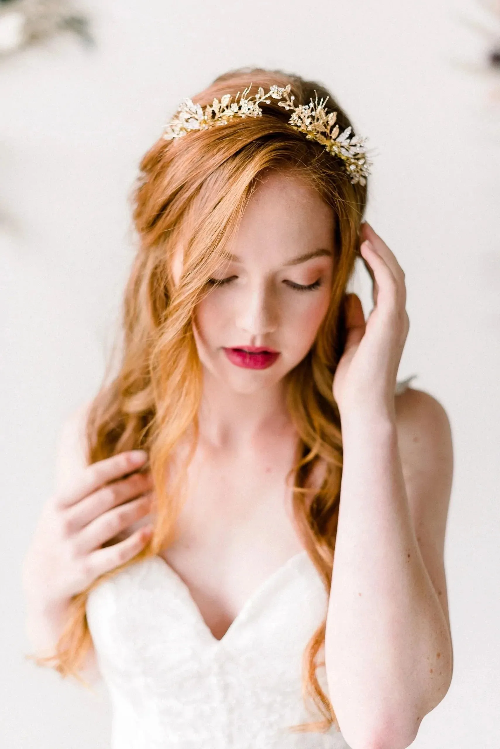 Gold woodland wedding crown - style 4010