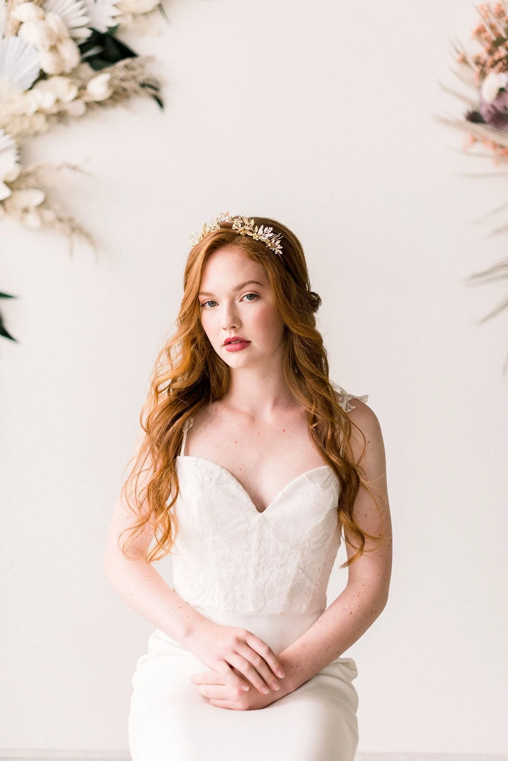Gold woodland wedding crown - style 4010