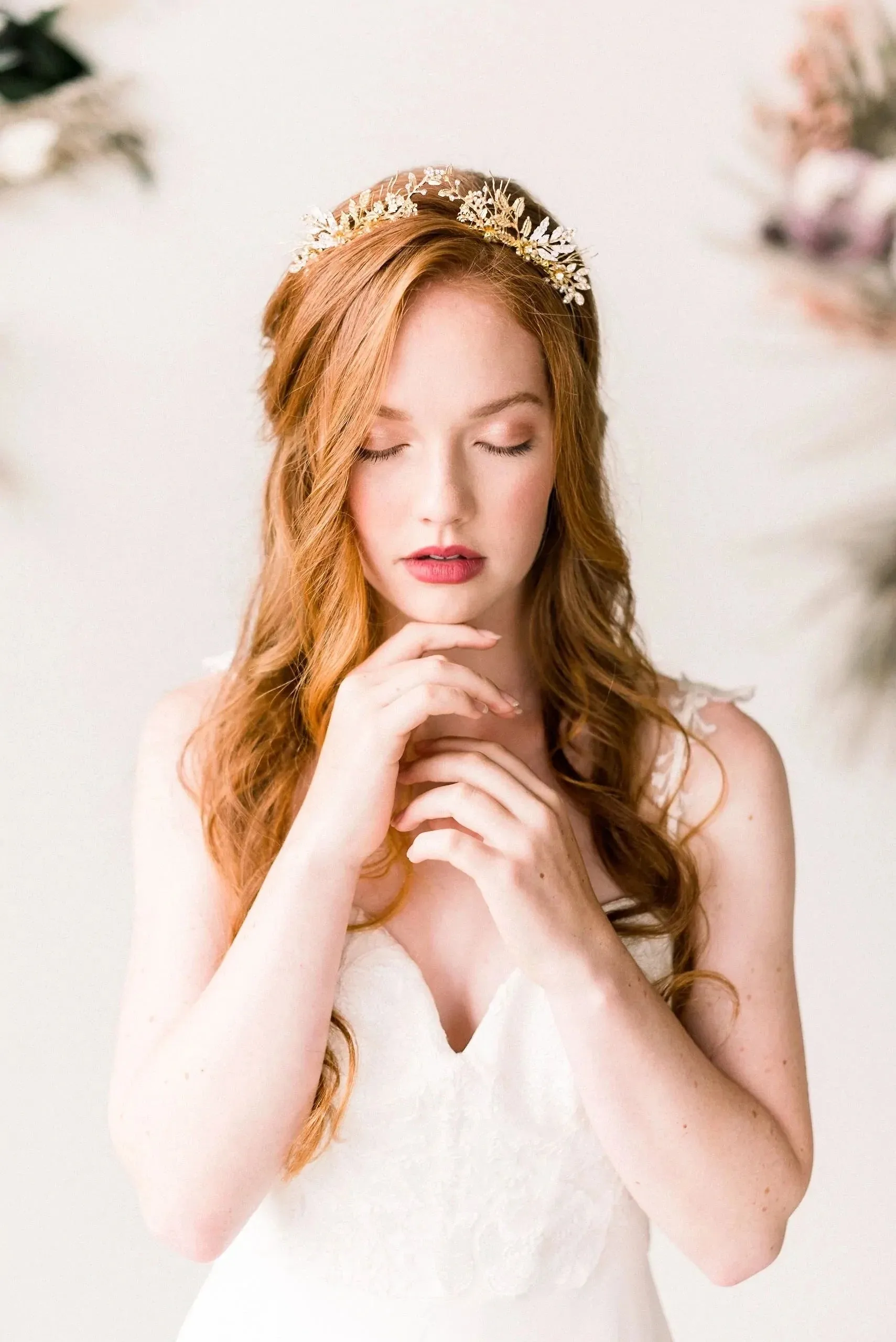 Gold woodland wedding crown - style 4010