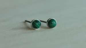 Malachite Bezel Gemstones, Small (Niobium or Titanium Posts for Sensitive Ears)