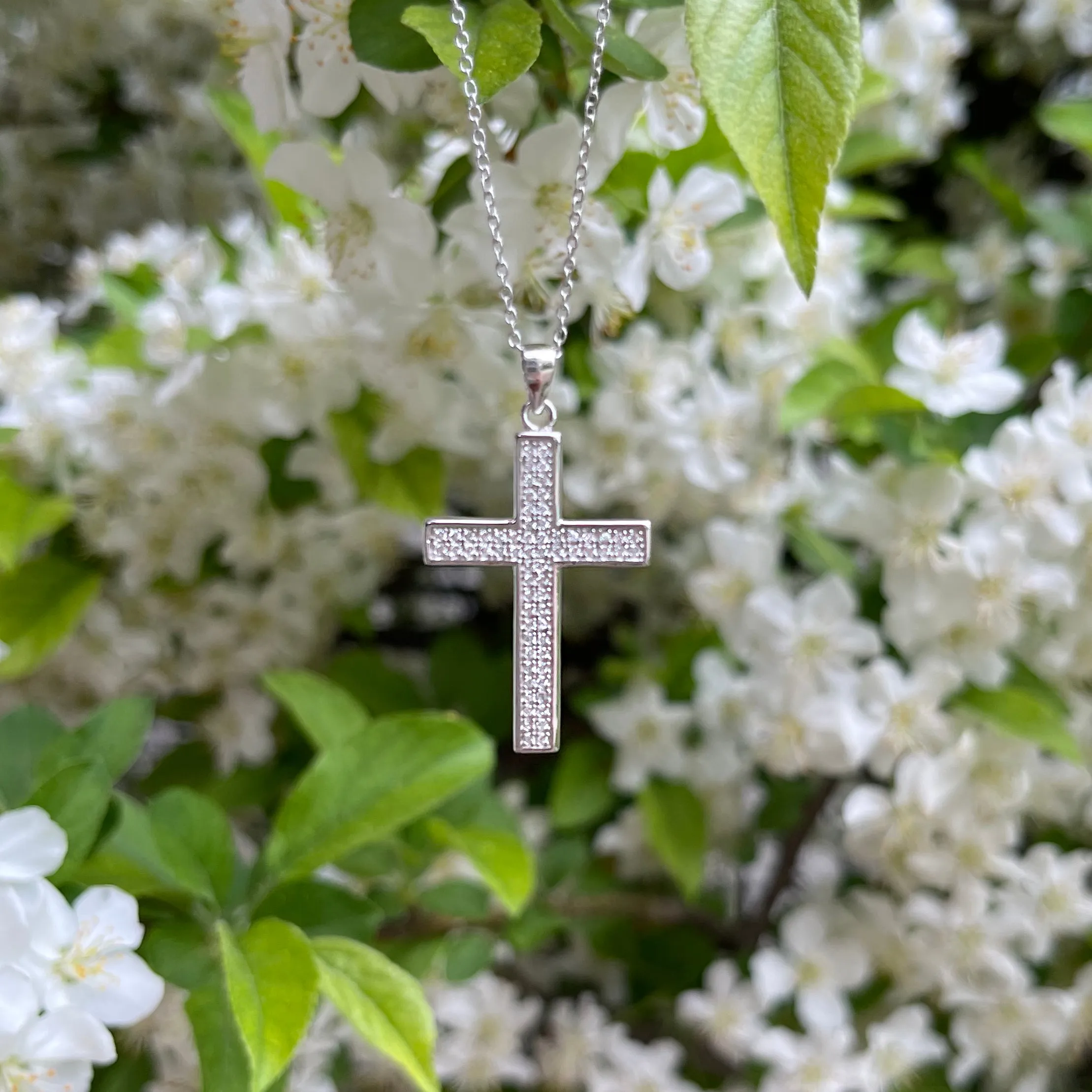 Micropave Large Cross Necklace