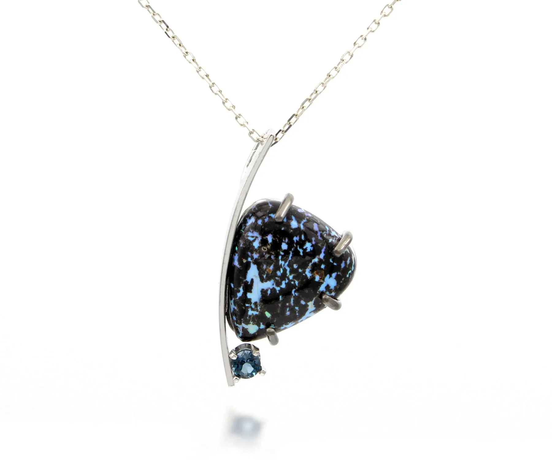 Modern Trillion Leopard Opal Topaz Necklace