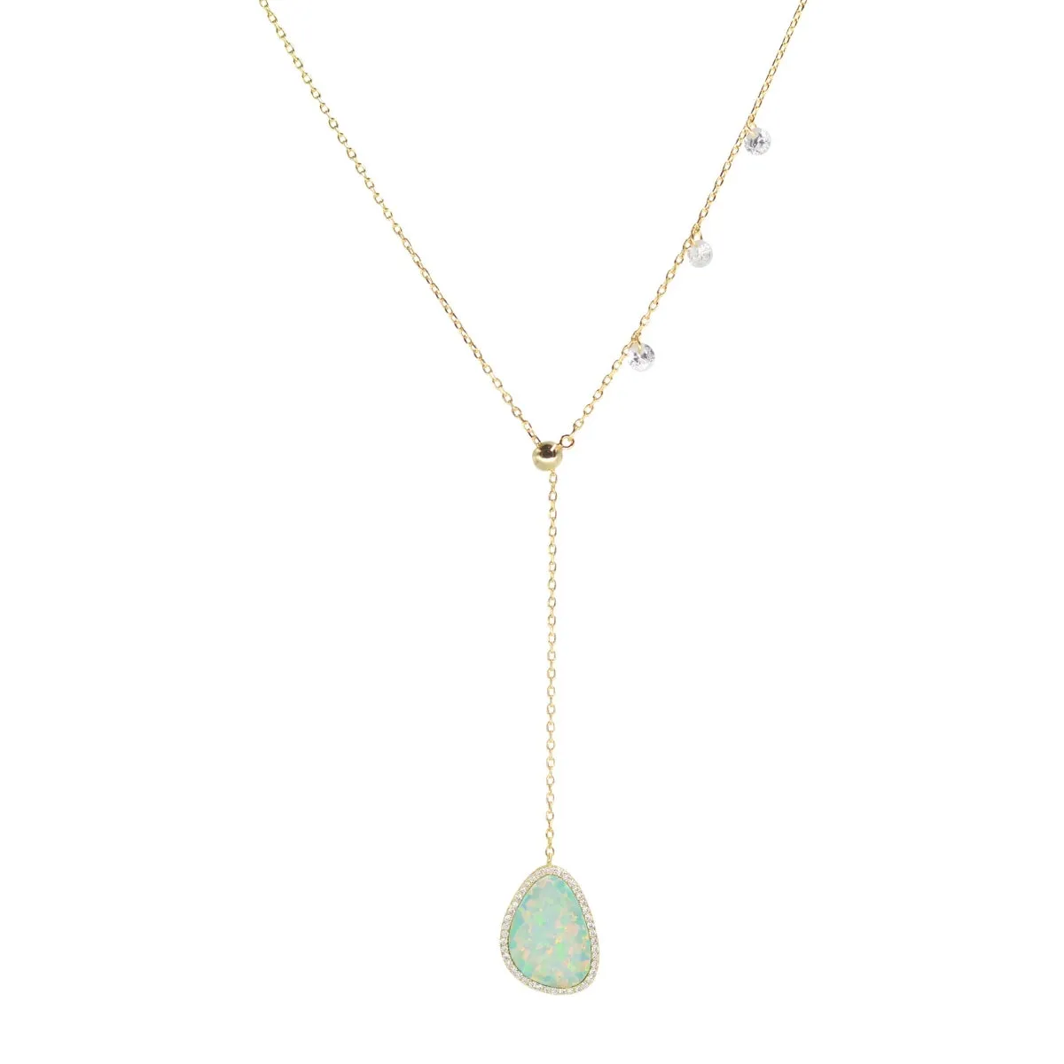 Opal Pebble Lariat Necklace