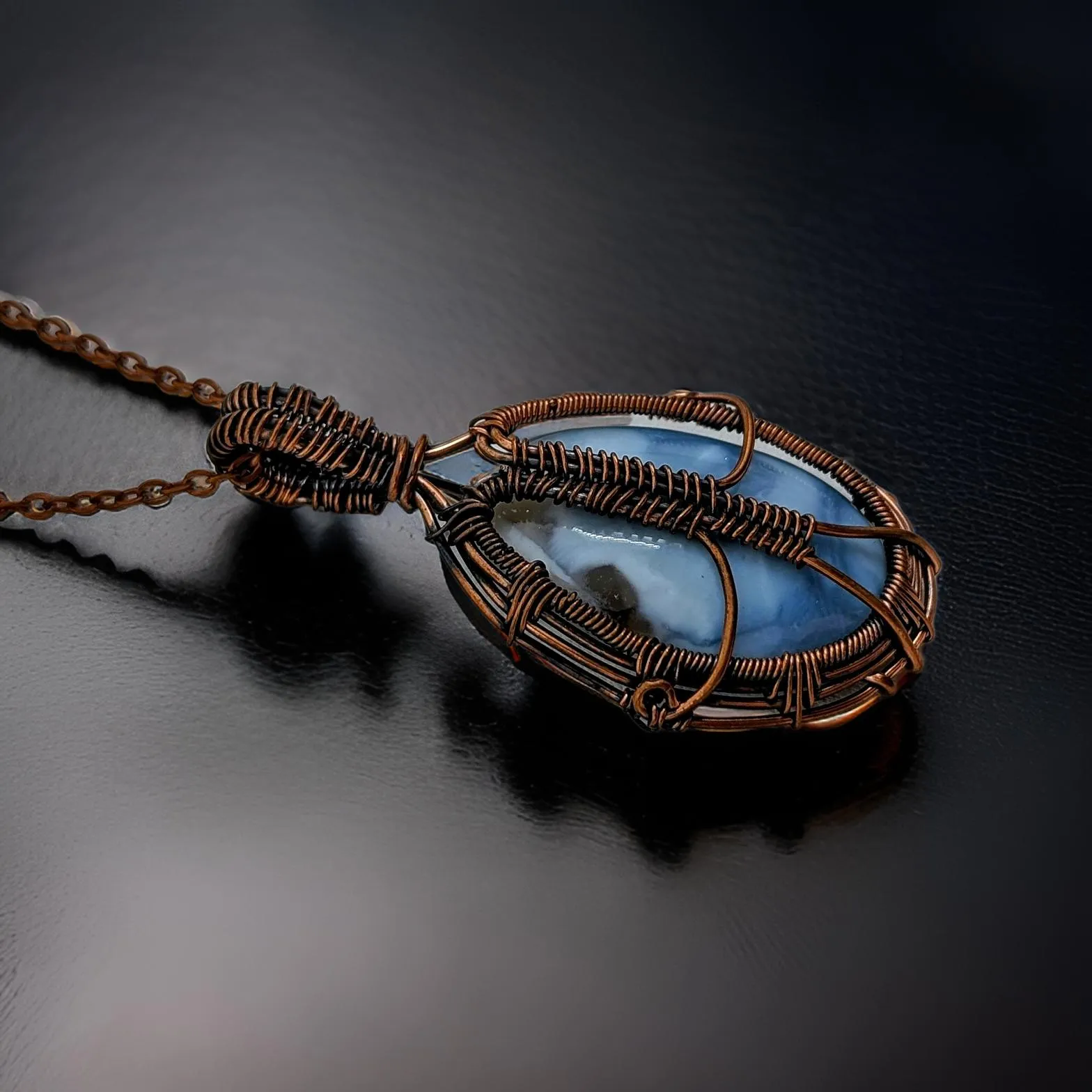 Owyhee Blue opal - Copper wrapped- Necklace