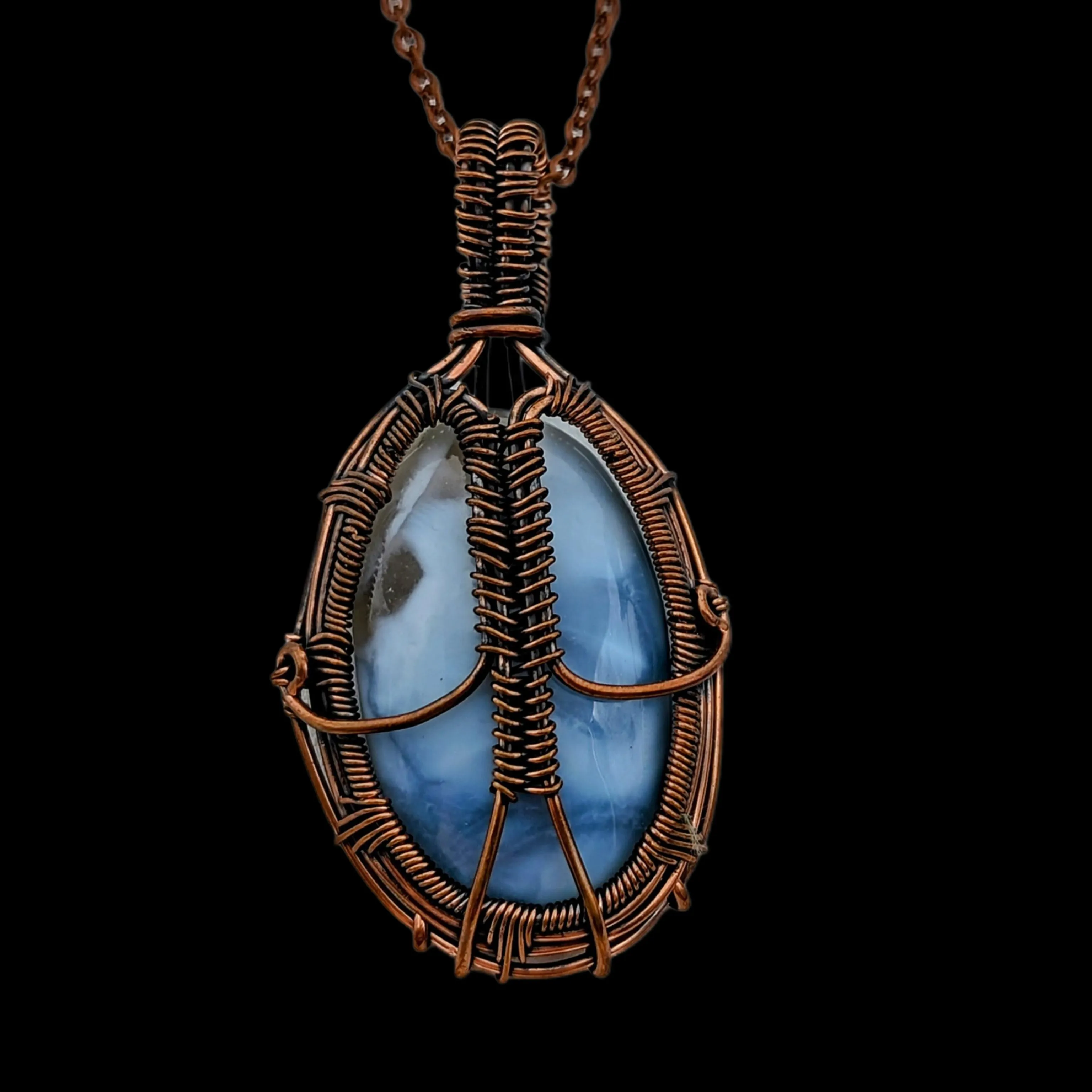 Owyhee Blue opal - Copper wrapped- Necklace