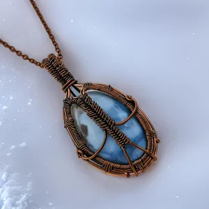 Owyhee Blue opal - Copper wrapped- Necklace
