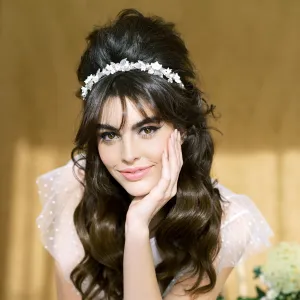 SARI Clay Flower & Leaf Bridal Headband