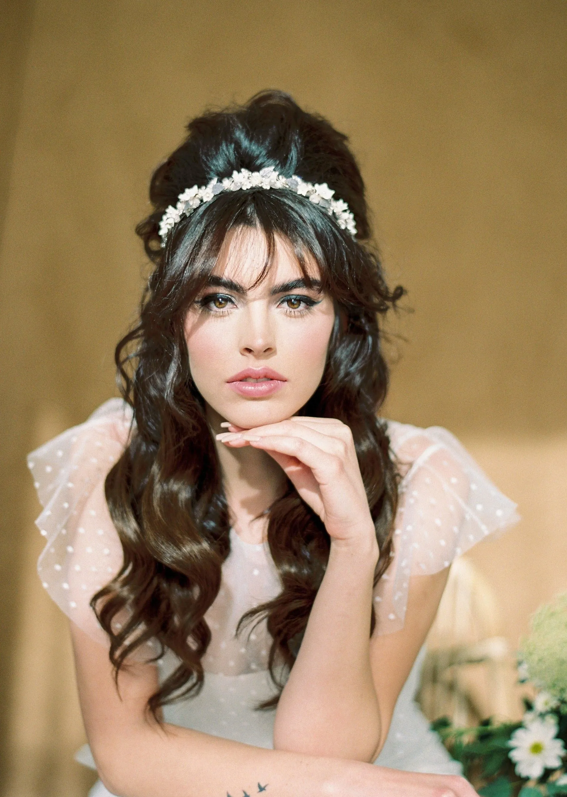SARI Clay Flower & Leaf Bridal Headband