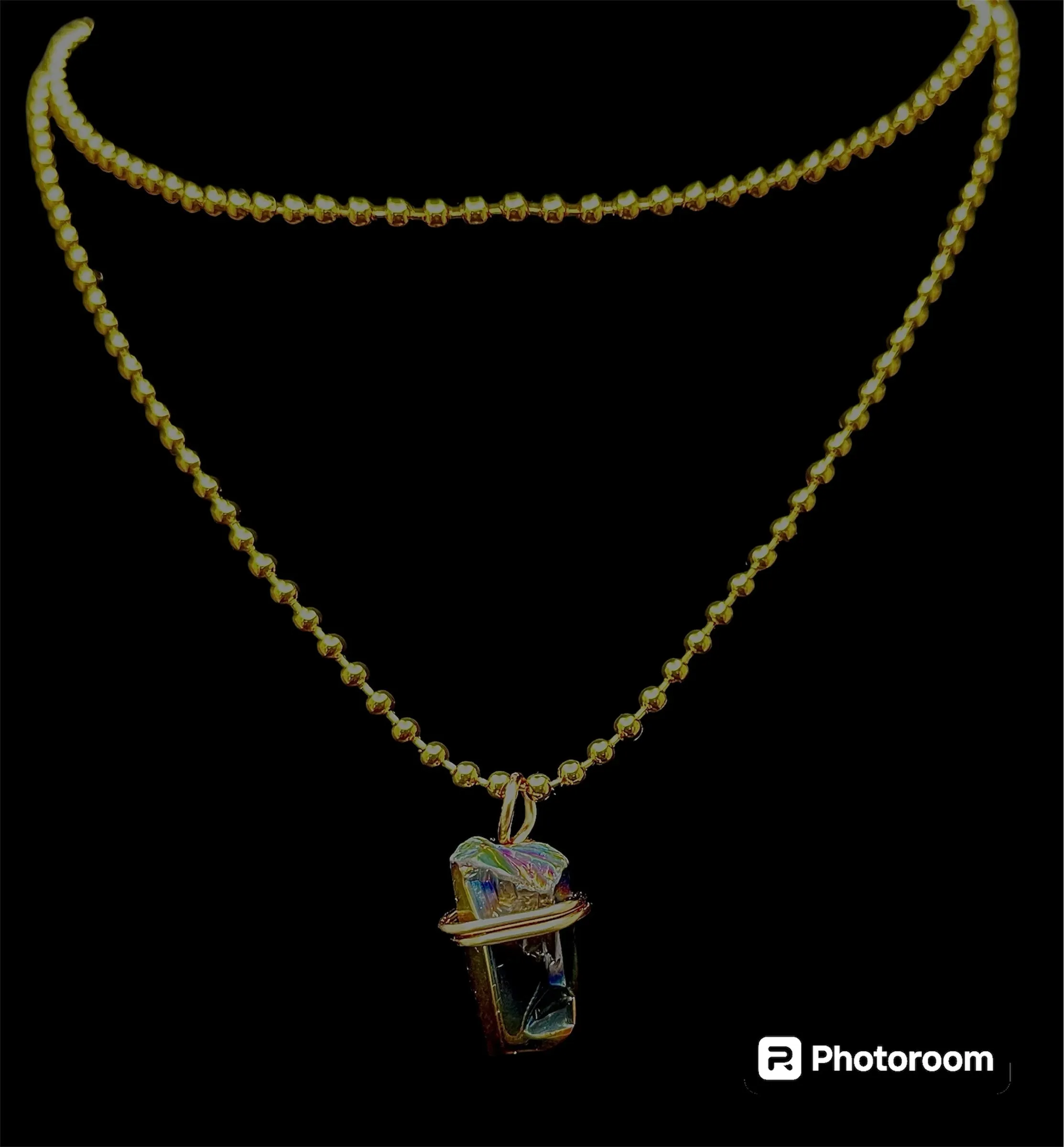 Titanium Rainbow Aura Quartz Necklace