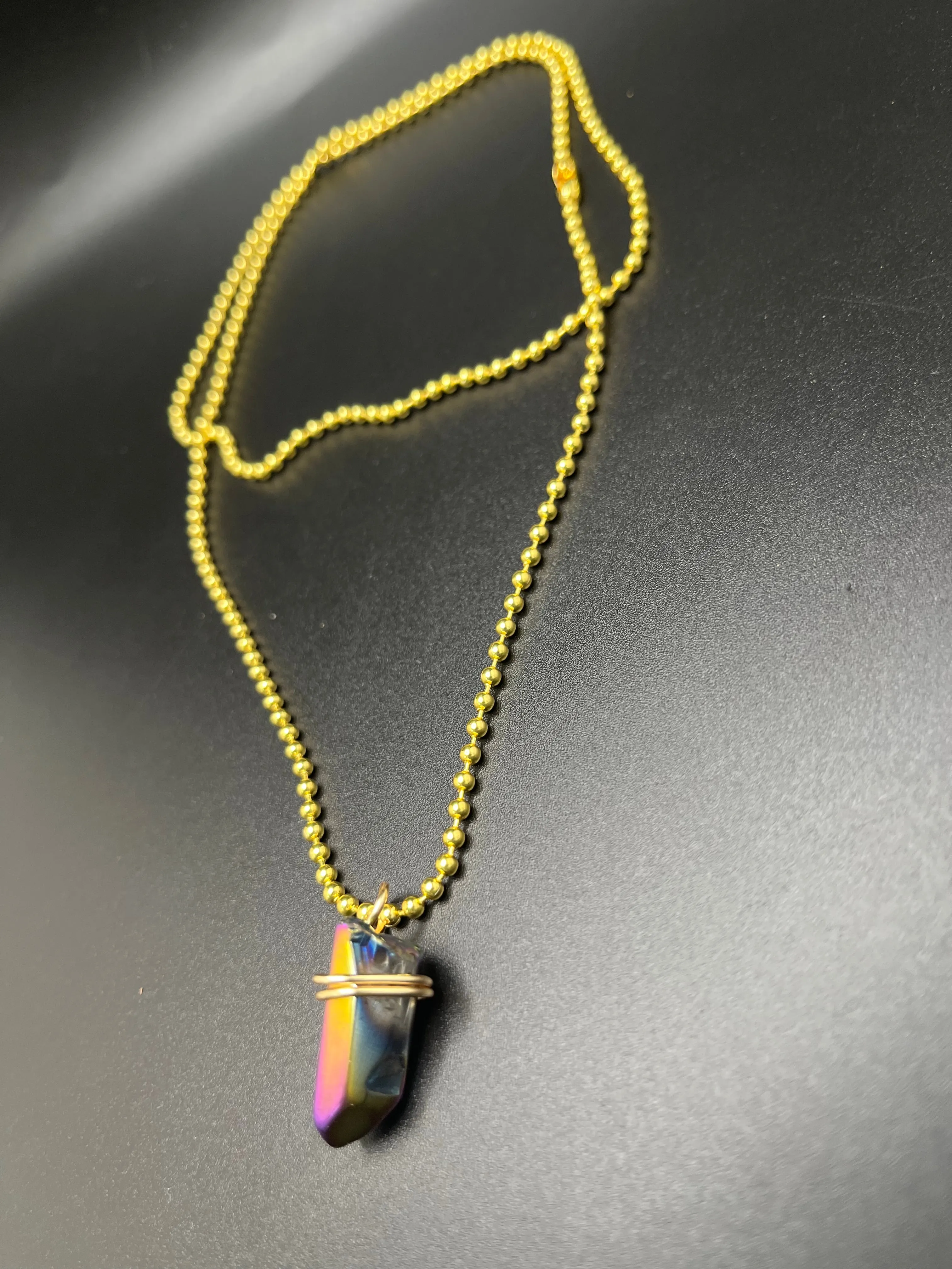 Titanium Rainbow Aura Quartz Necklace