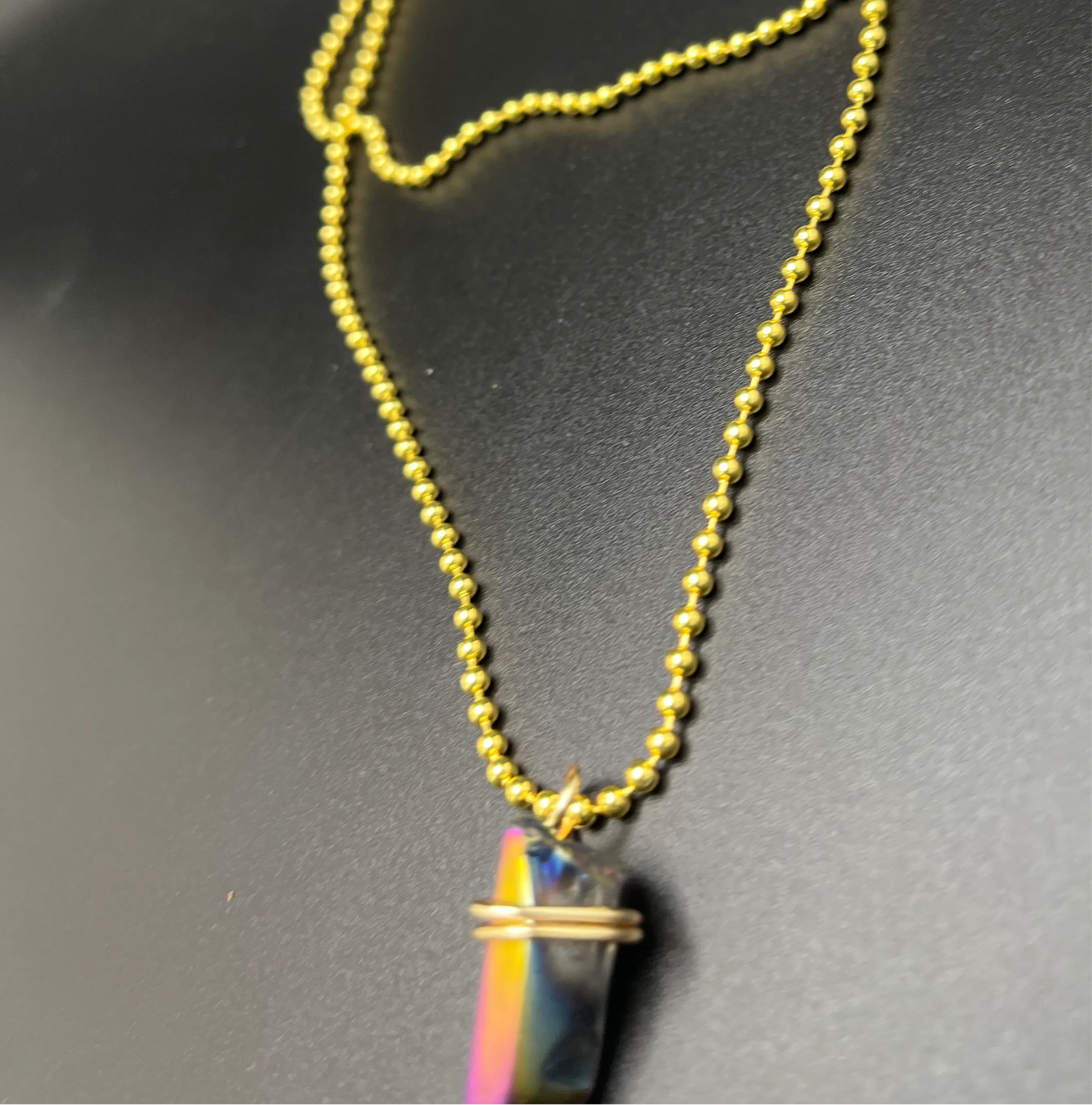 Titanium Rainbow Aura Quartz Necklace