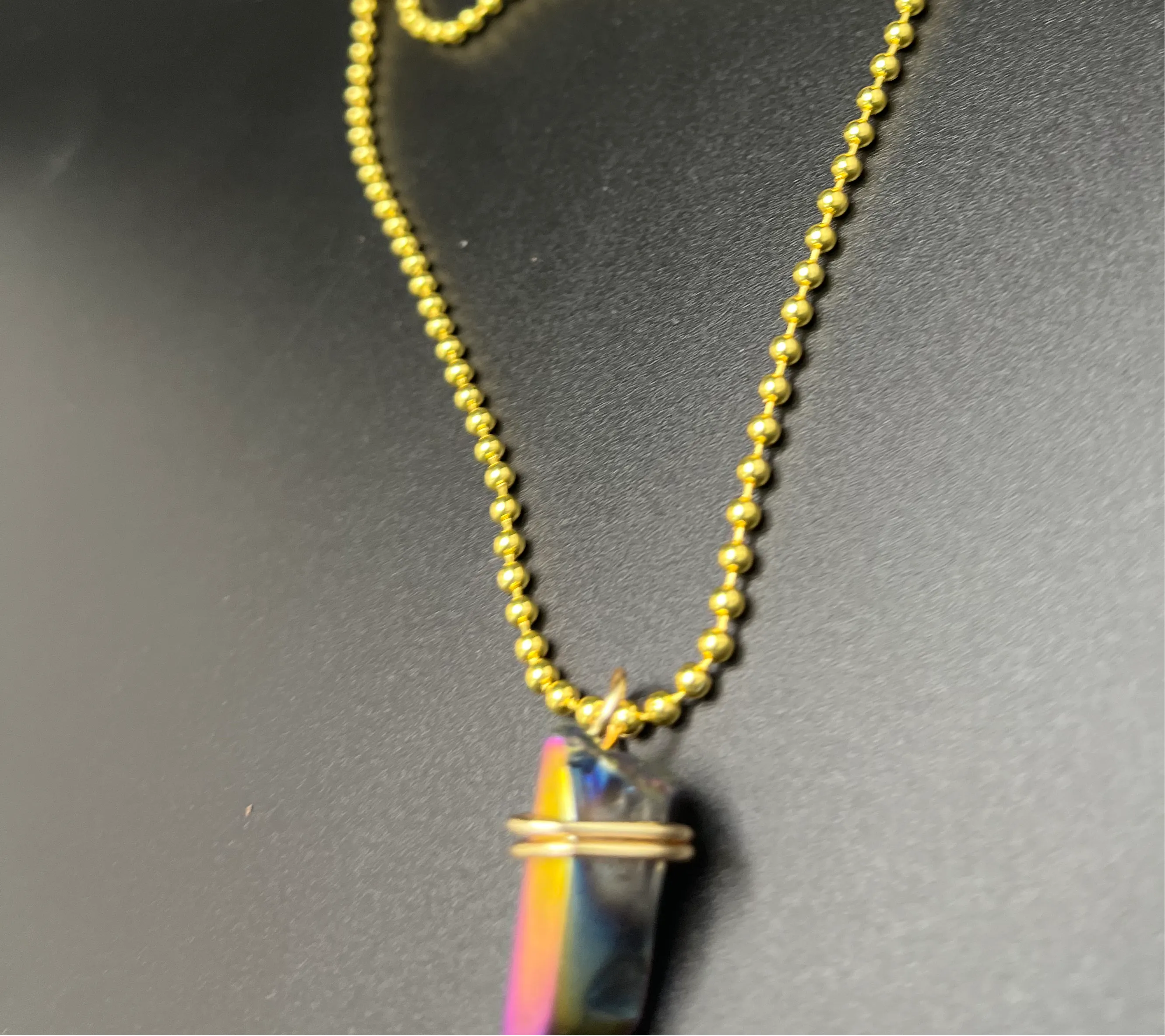 Titanium Rainbow Aura Quartz Necklace
