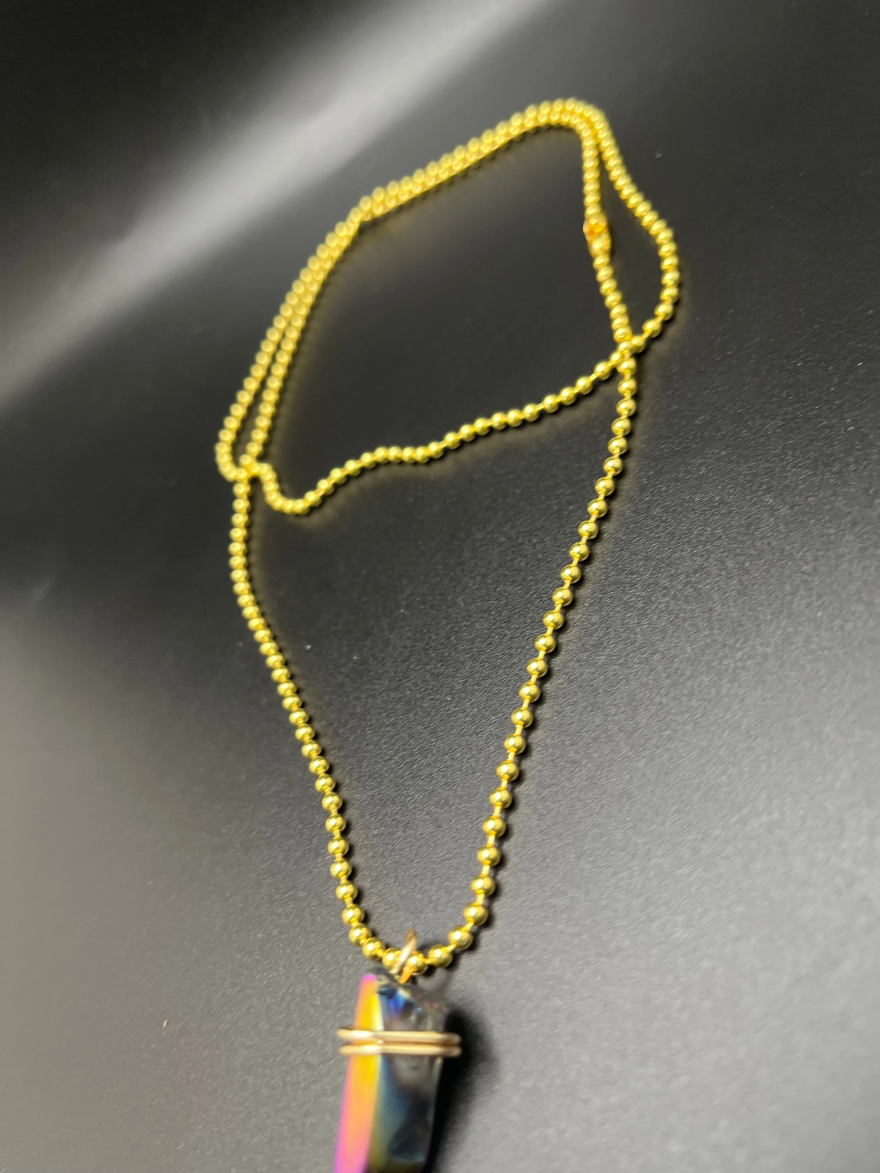 Titanium Rainbow Aura Quartz Necklace