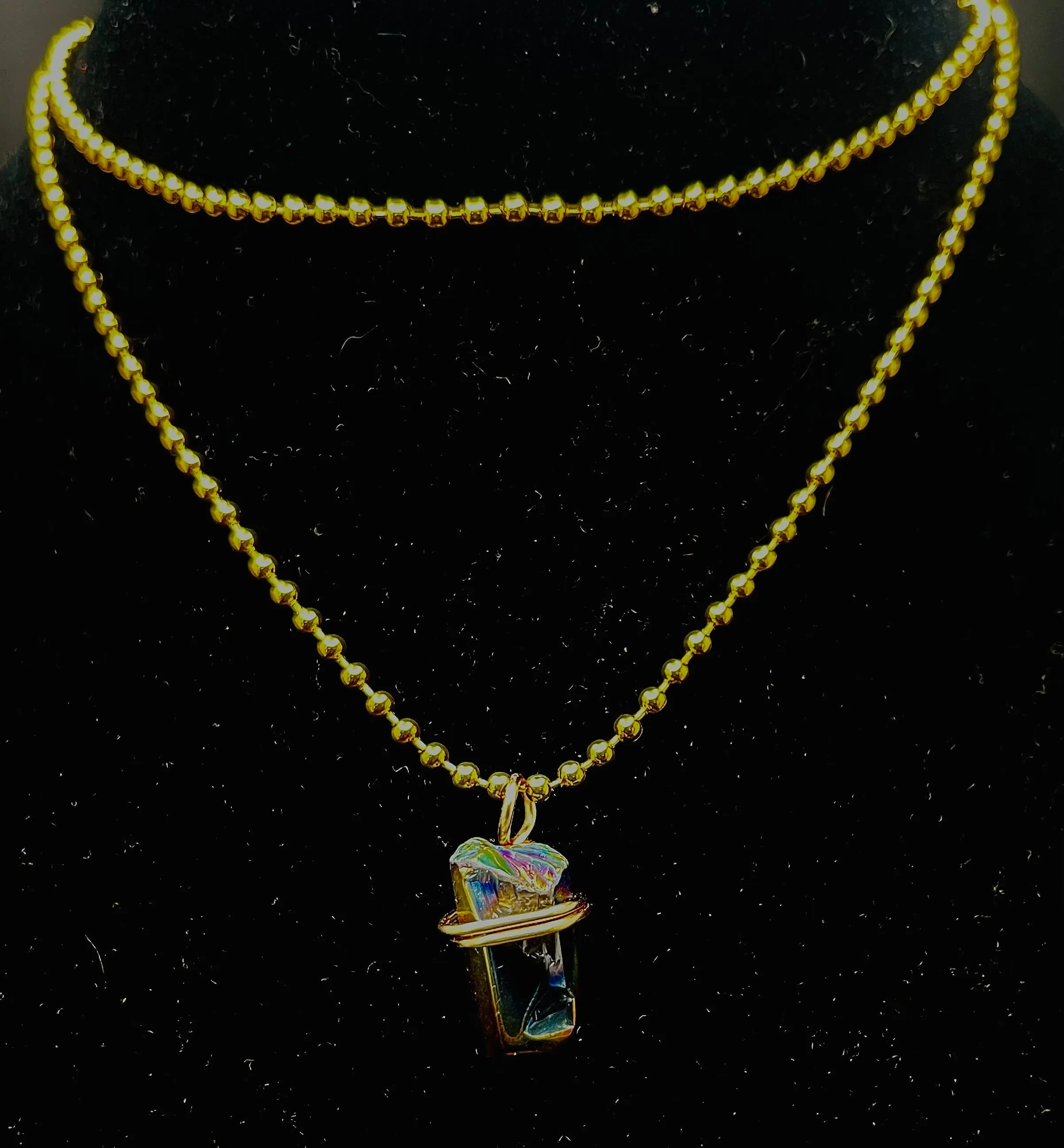 Titanium Rainbow Aura Quartz Necklace