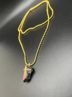Titanium Rainbow Aura Quartz Necklace
