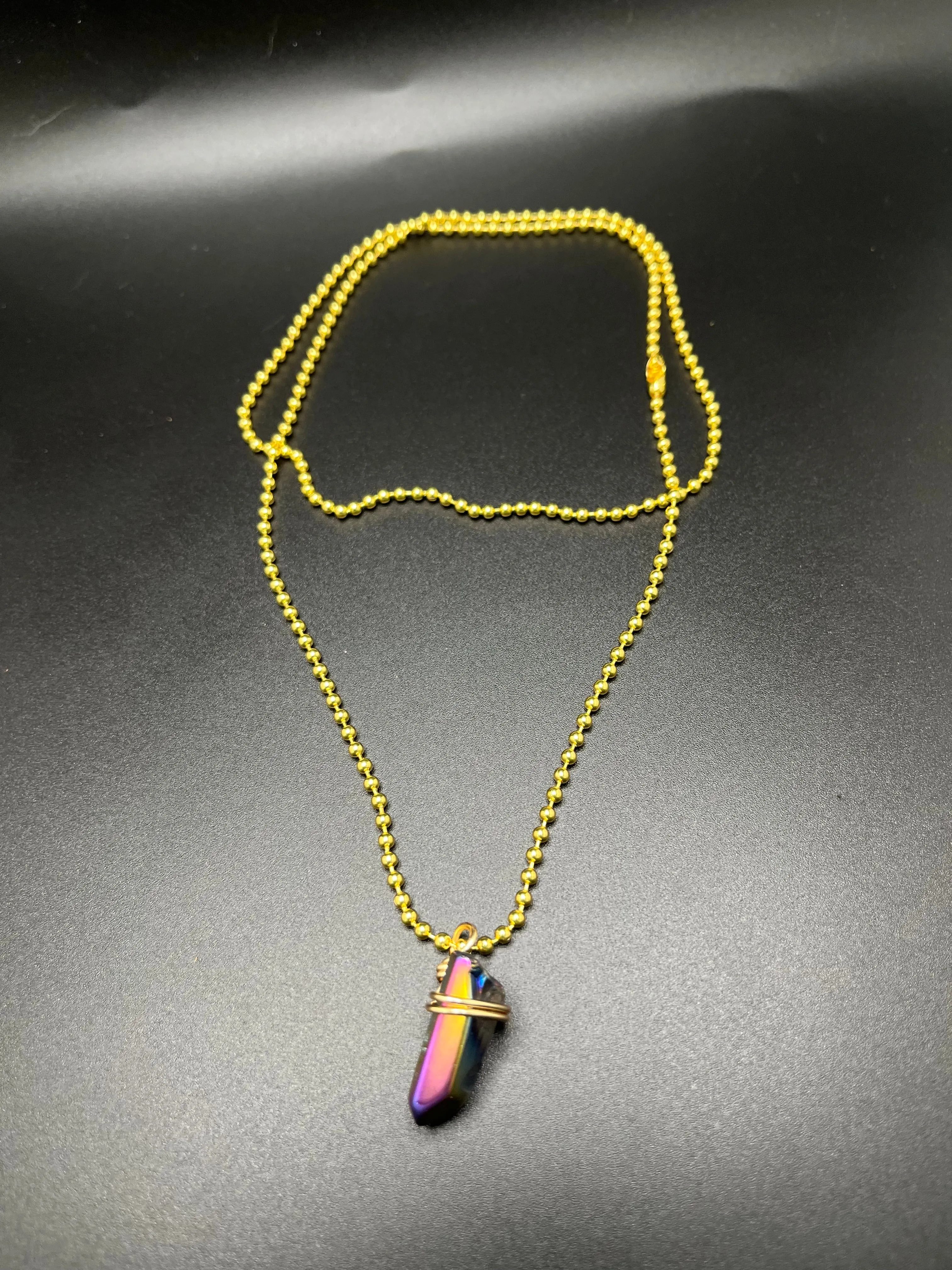 Titanium Rainbow Aura Quartz Necklace