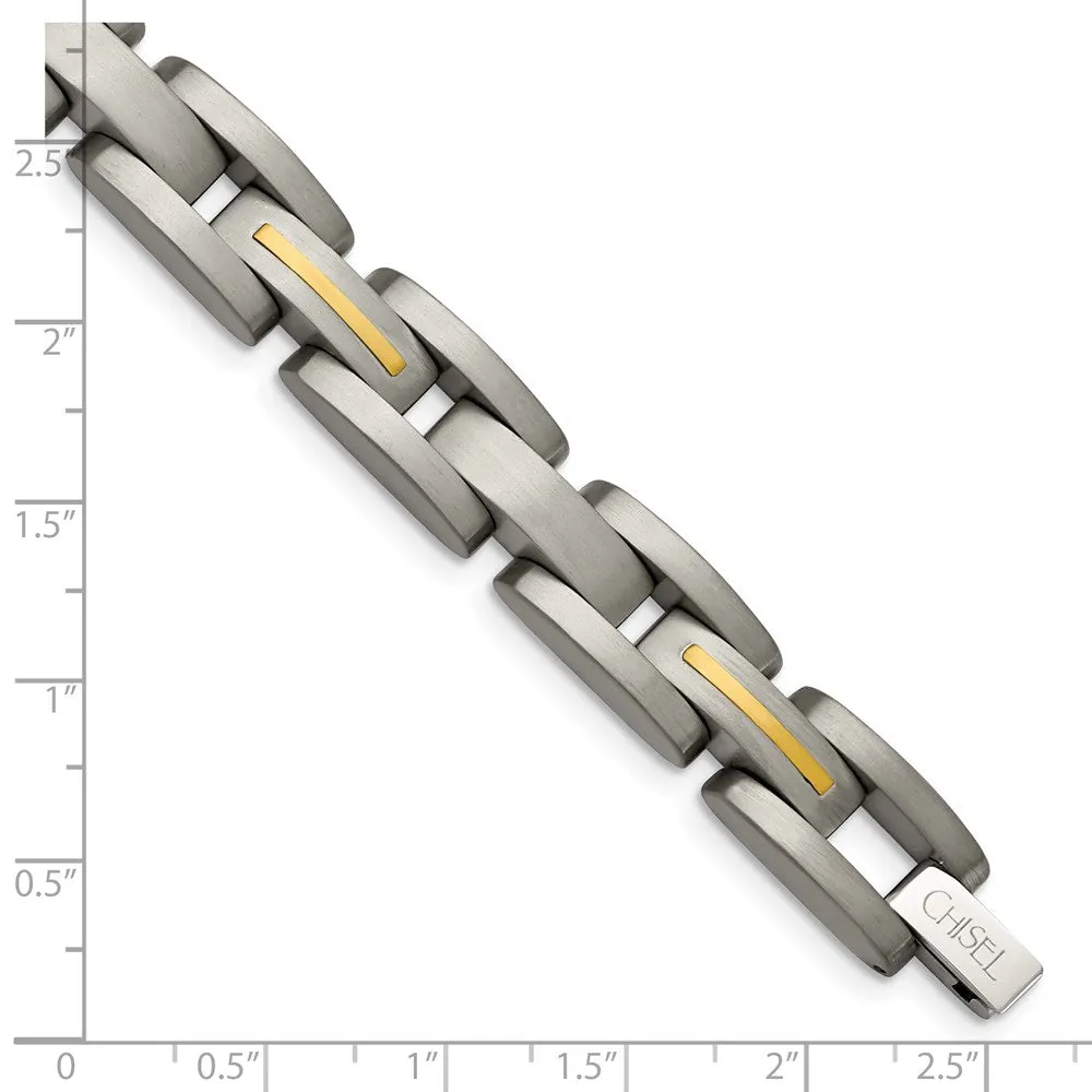 Titanium with 14k Yellow Inlay Accent Bracelet