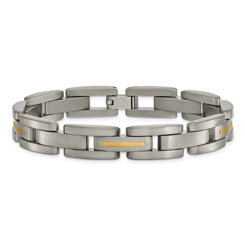 Titanium with 14k Yellow Inlay Accent Bracelet
