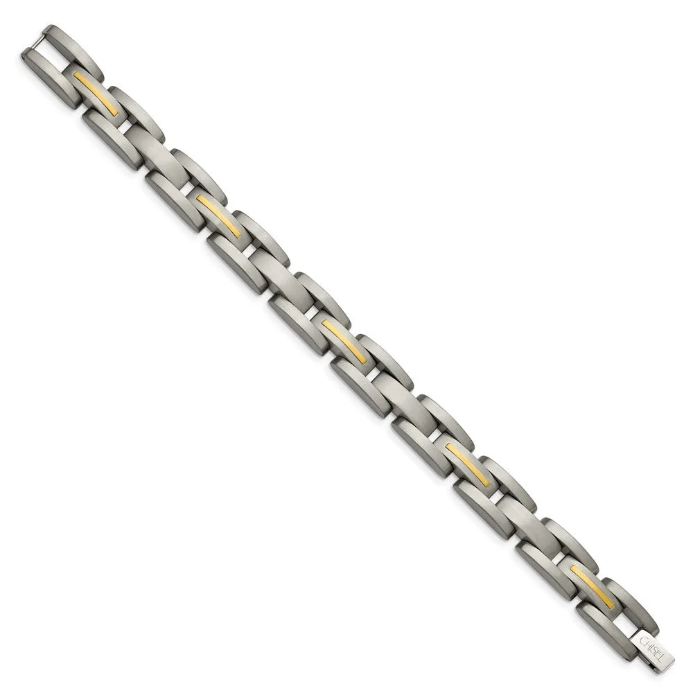 Titanium with 14k Yellow Inlay Accent Bracelet