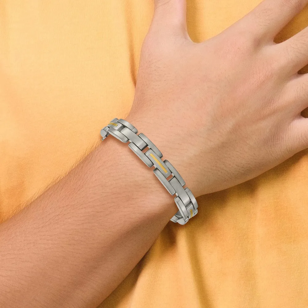 Titanium with 14k Yellow Inlay Accent Bracelet