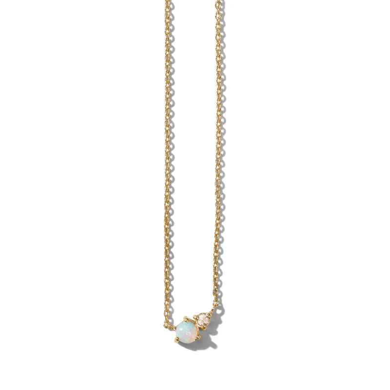 Unity Necklace, White Opal, 9kt Yellow Gold