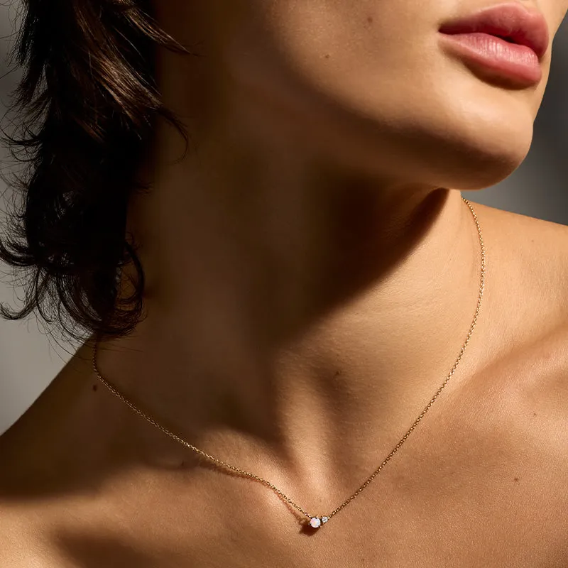 Unity Necklace, White Opal, 9kt Yellow Gold
