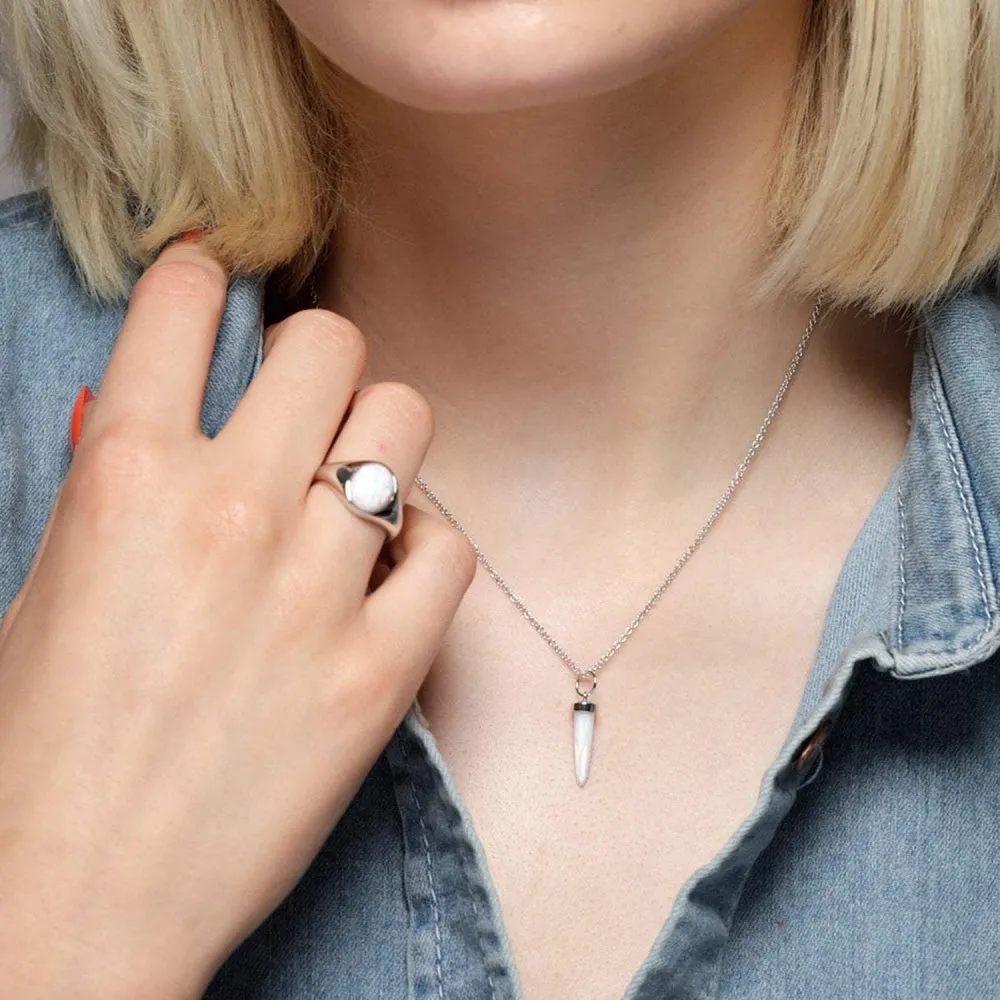 White Opal Spike Necklace - Gold - SPG-226-229